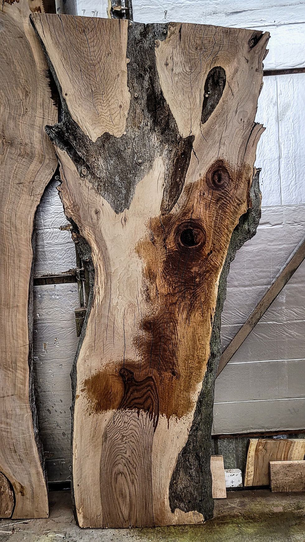 English Walnut Live Edge Wood Slab 28-38x92x2" for Desks or Headboards