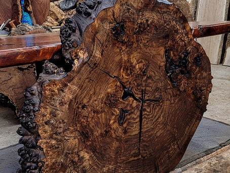4ft Round Live Edge Wall Art, Walnut Burl
