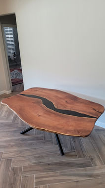 Mesquite 60x85 river dining table with black and clear resin