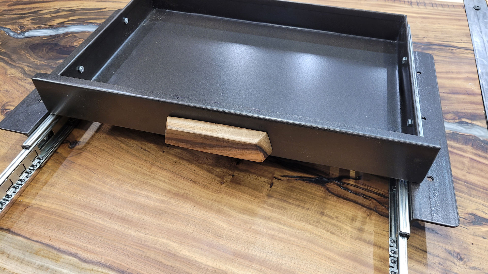 custom steel drawer for pistachio slab desk