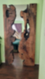 Thumbnail: natural wood mirror handmade from wildfire charred Maple Burl