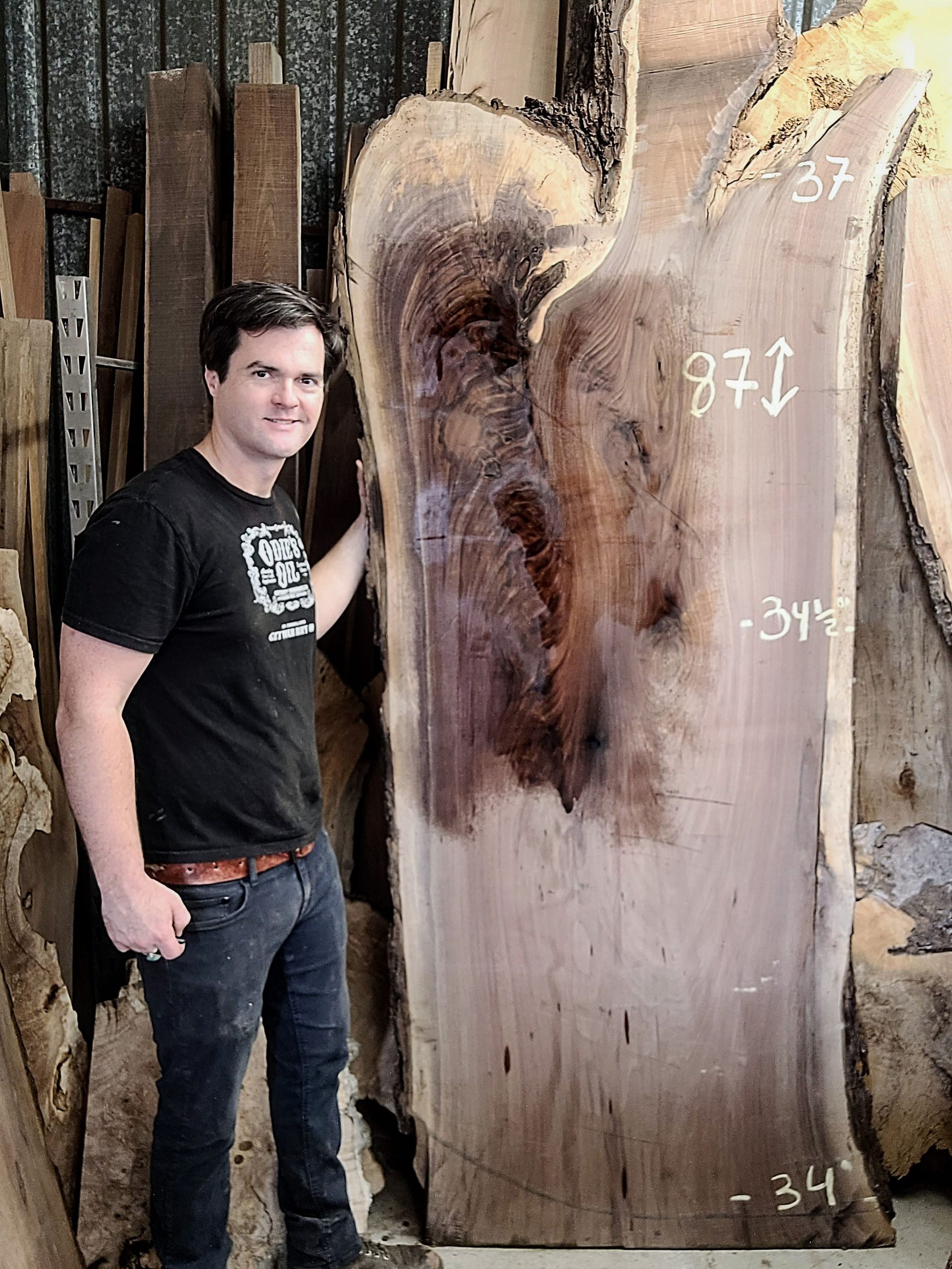 Walnut live edge wood slab for custom desk