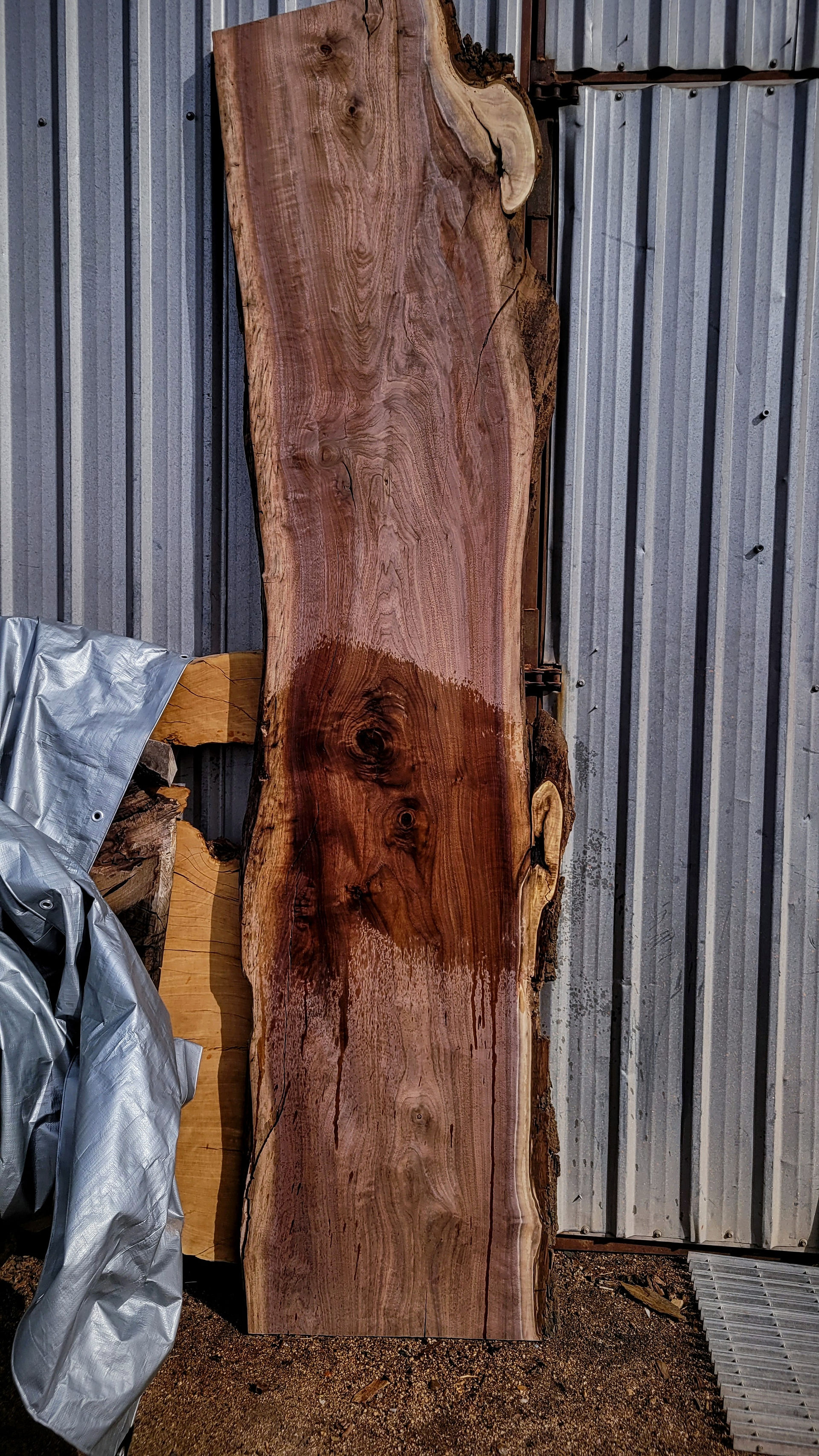 reclaimed black walnut live edge wood slab