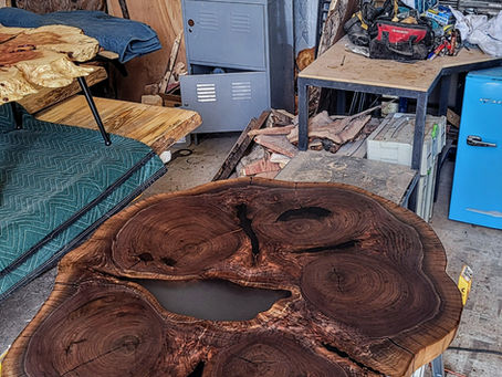 Walnut 5-Heart Live Edge Coffee Table