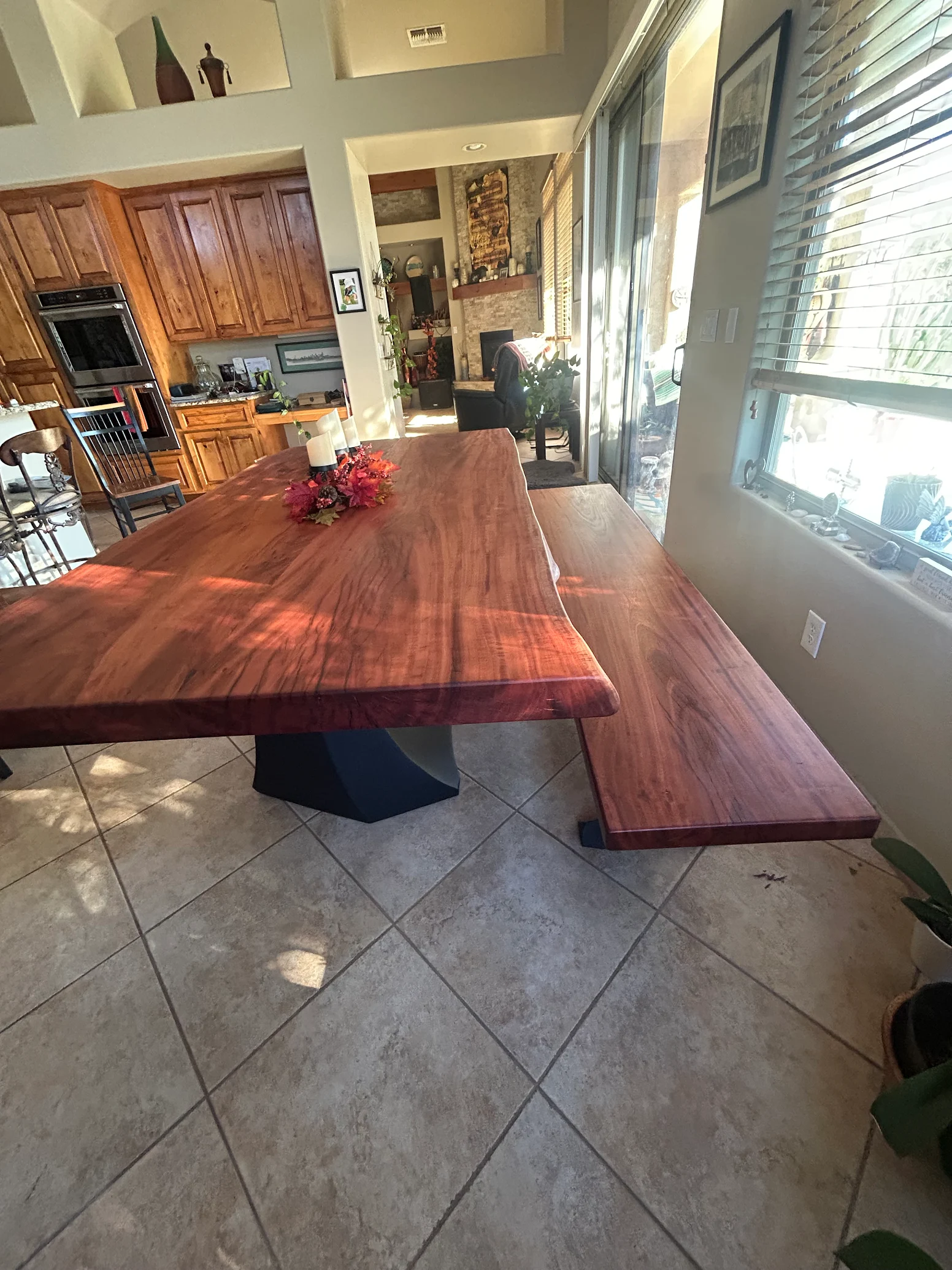 4x7ft red gum live edge dining table
