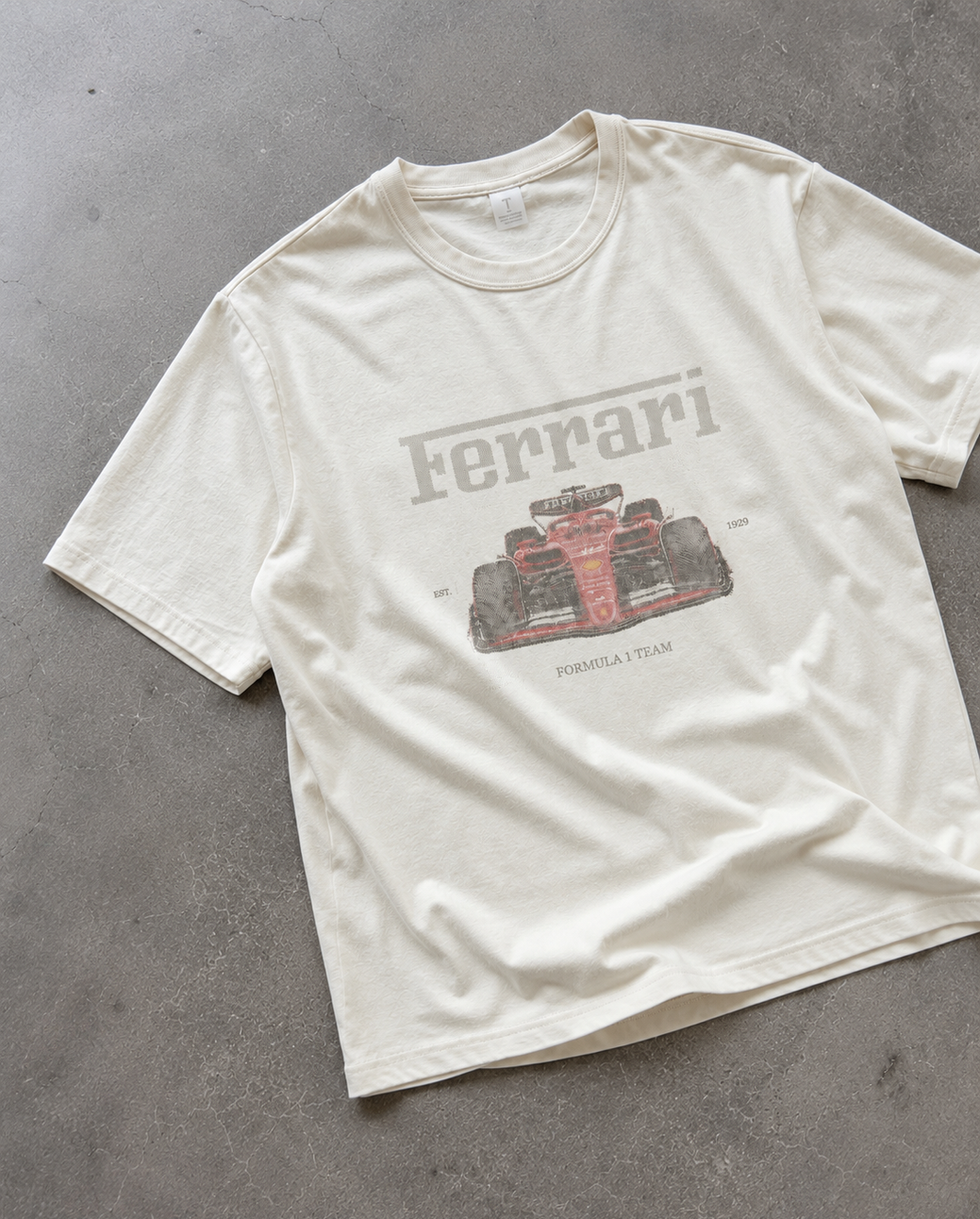 Ferrari Tee with sun fade for that vintage heritage look