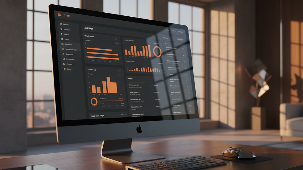 Close-up view of a computer screen showing a CRM dashboard with lead data