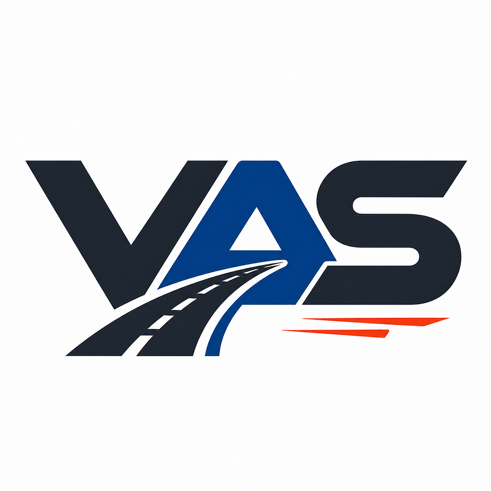 Square logo reading 'VAS' with a stylized road through the A