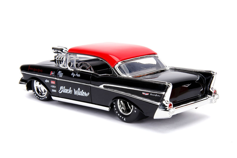 Thumbnail: 1/24 1957 Chevy Bel Air-Glossy Black Red-Black Widow