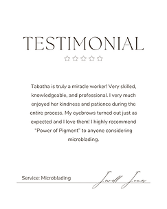 5 star review highlighting the high quality permanent makeup received