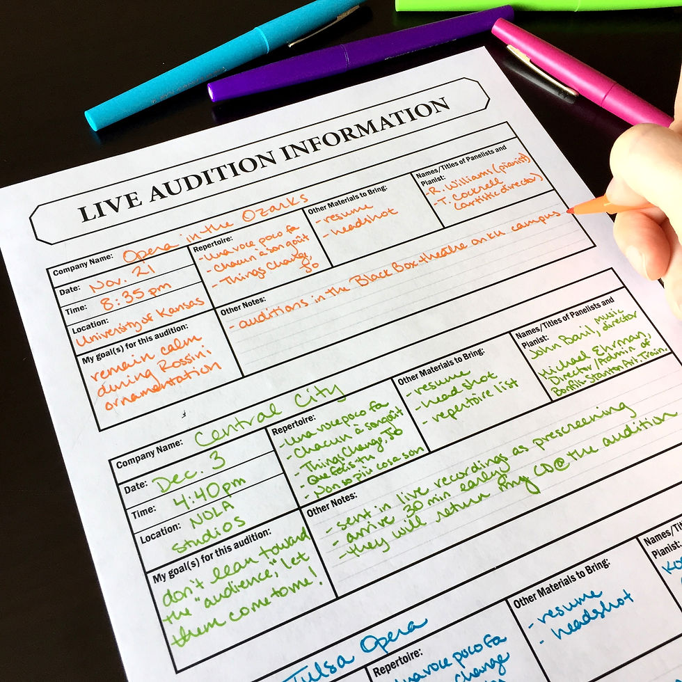 Thumbnail: Live Audition Info worksheet