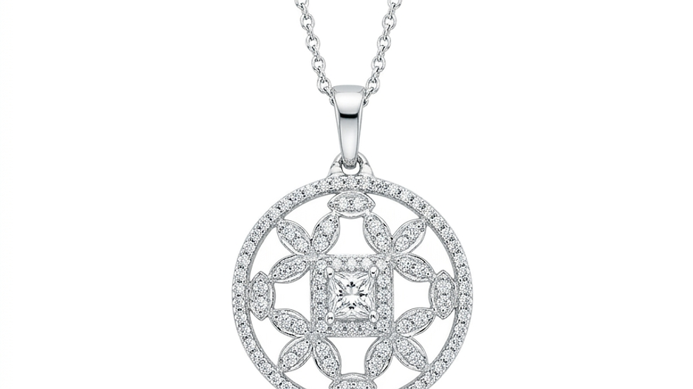 custom designed white gold pendant with diamonds