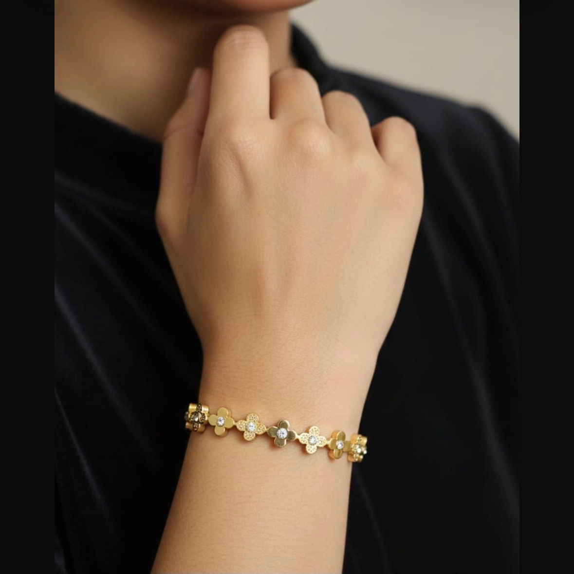 Pearl Cascade - Pearl studded cuff bangle bracelet