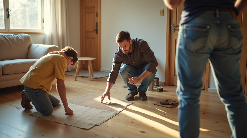 High angle view of a home inspection in progress