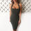 Thumbnail: Black halter neck midi body con classic dress