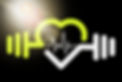 Heart rate monitor, barbell: fitness logo