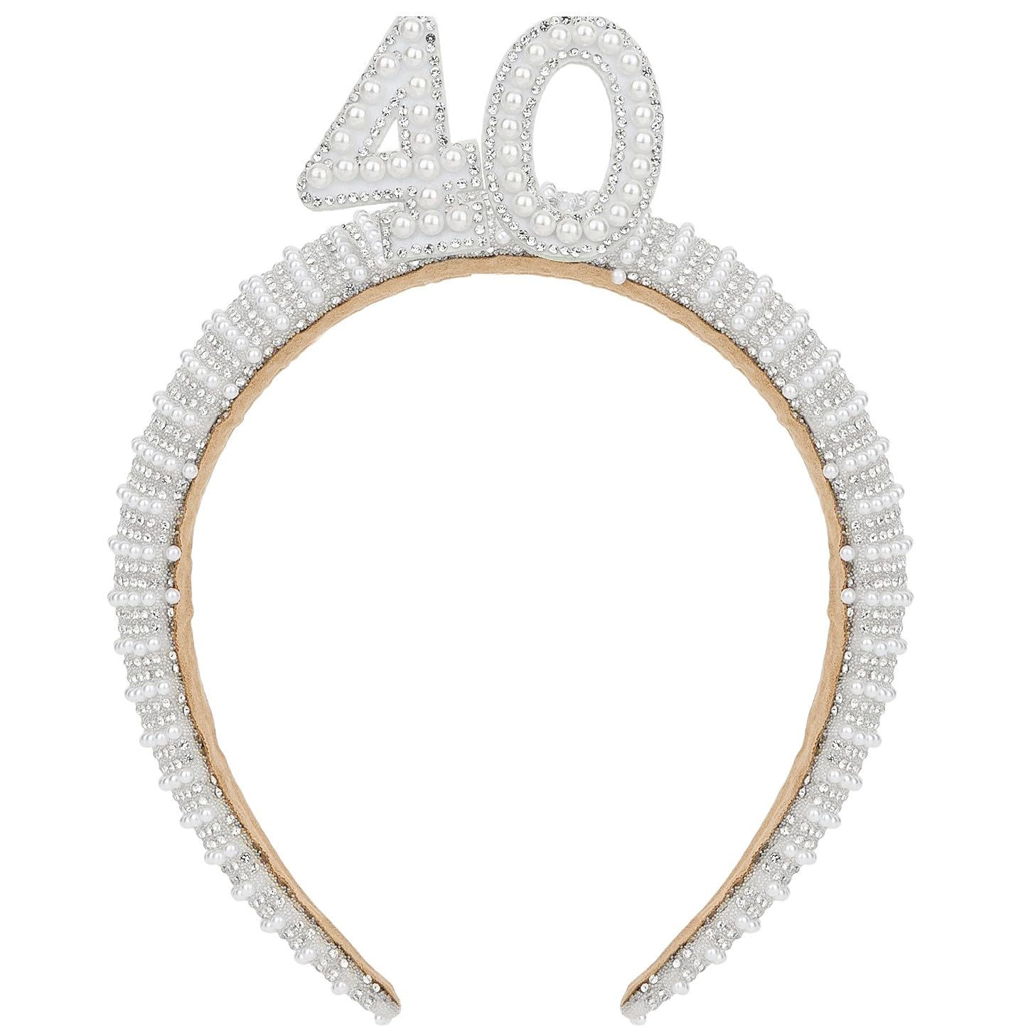 40th Birthday Crown Pearl Headband