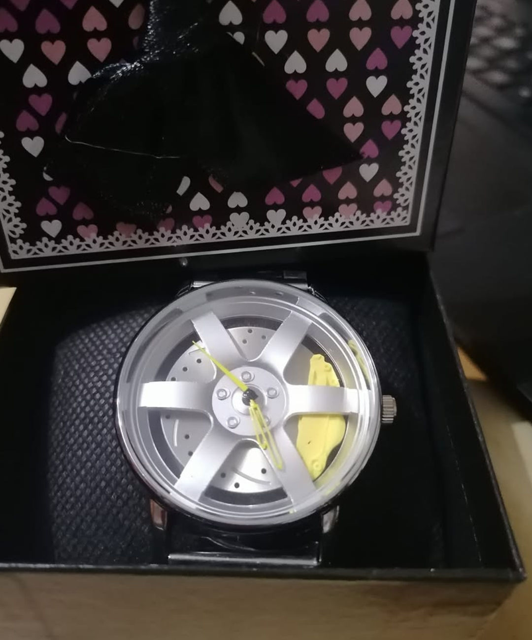 Clocks and Watches - 6 Spoke Yellow and Silver Watch 