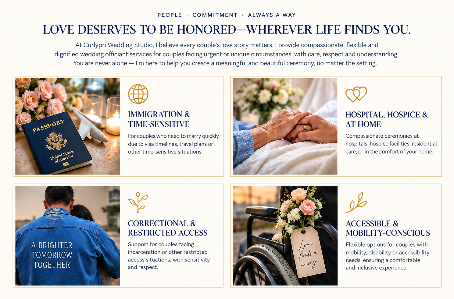 Elegant wedding officiant services for every circumstance