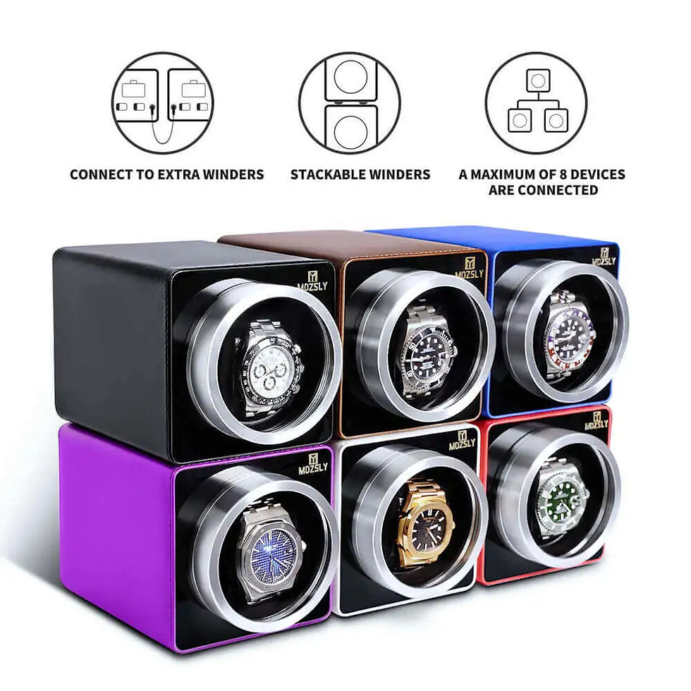 Thumbnail: MOZSLY® Single Watch Winder - Black Leather