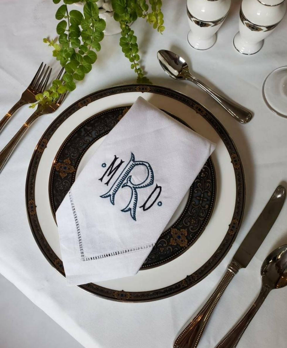 Thumbnail: White Hemstitched Dinner Napkins