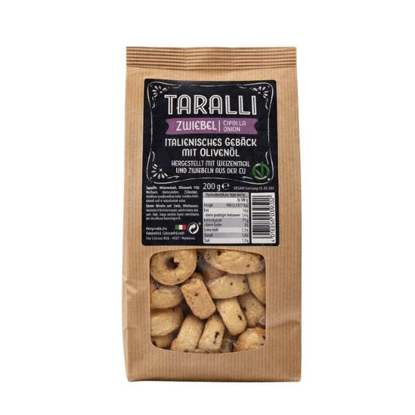 Taralli mit Zwiebeln knuspriges italienisches Gebäck mit Olivenöl und würziger Zwiebelnote ideal für Antipasti und Snacks.