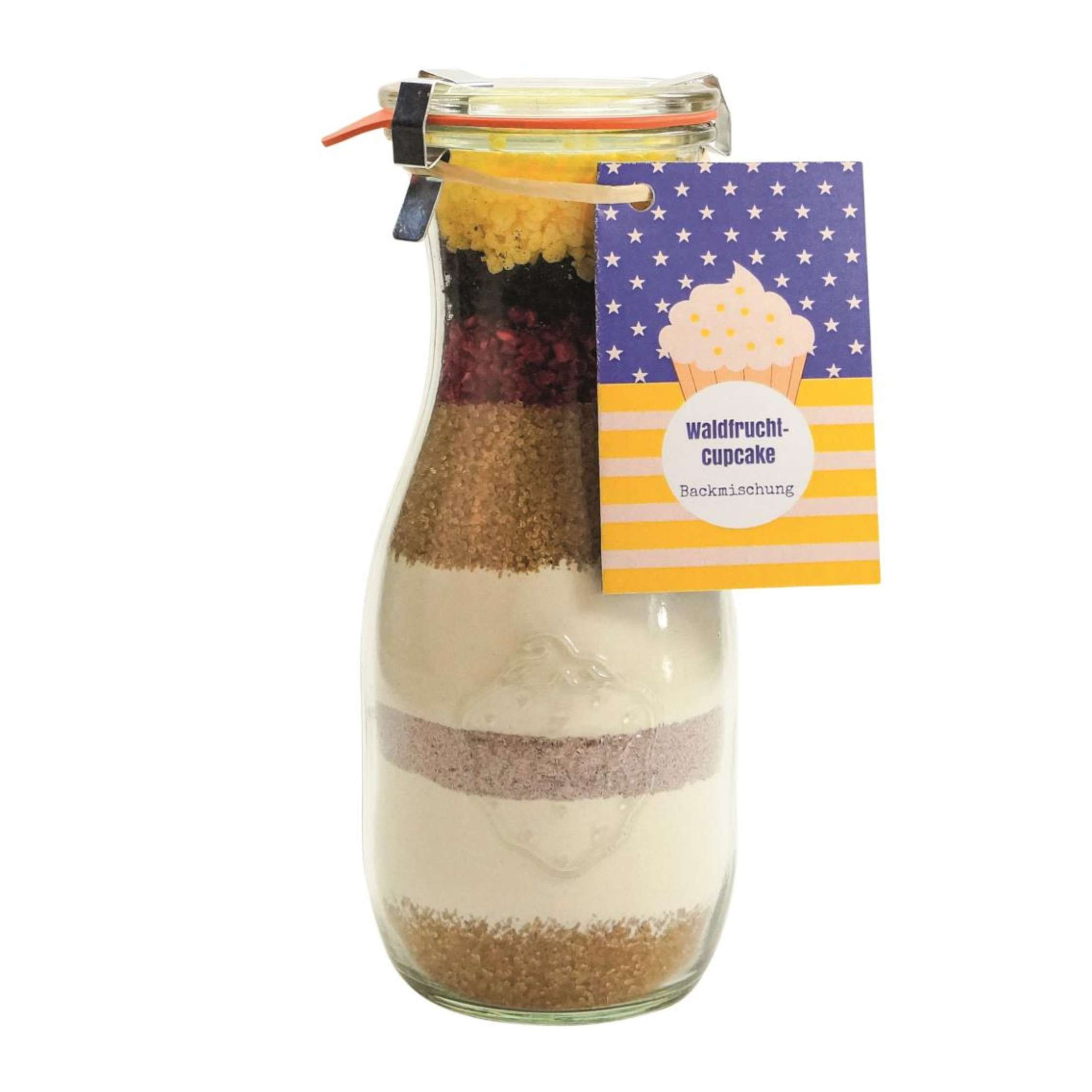 Waldfrucht Cupcake Backmischung im Glas für saftige Cupcakes mit fruchtigen Beeren.