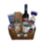 Weihnachtlicher Präsentkorb „Winterzauber Blau“ mit Winzerglühwein, Confiserie, Marzipan und Gebäck – festlich arrangiert