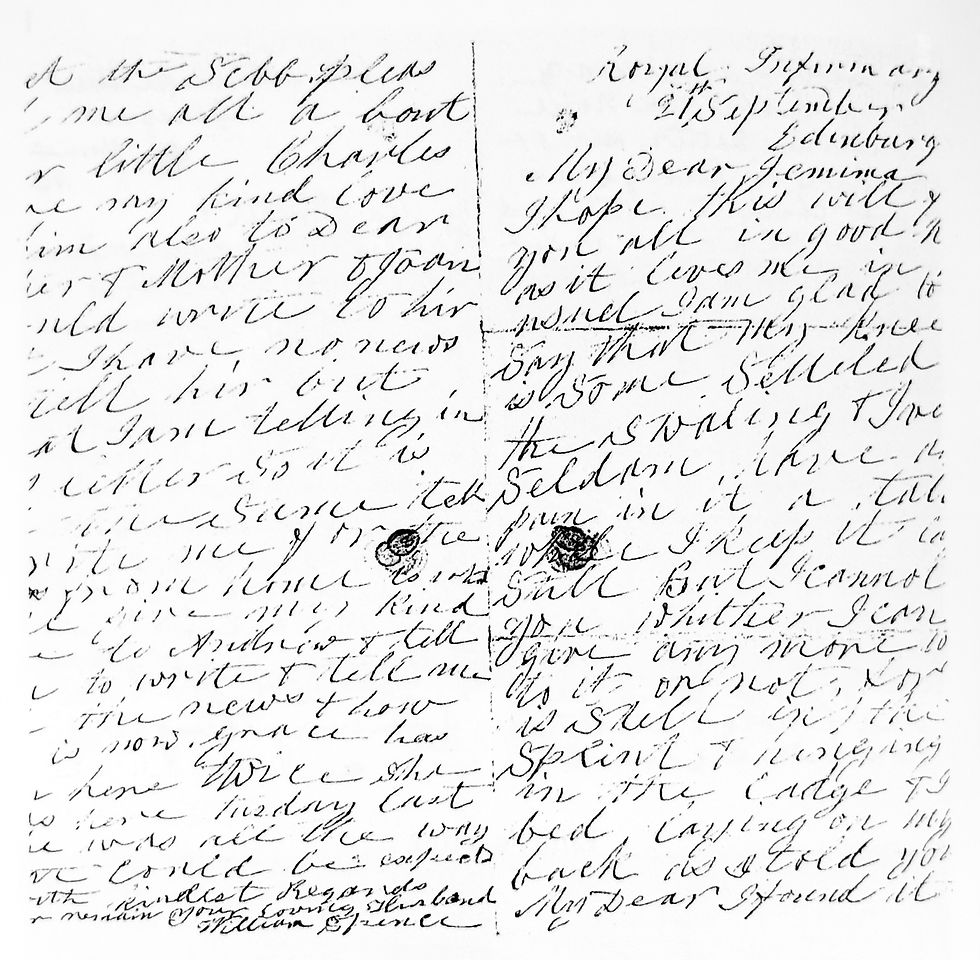 LETTER FROM WILLIAM TO JEMIMA FROM ROYAL INFIRMARY, 21 SEPTEMBER 1876. | COURTESY CATHERINE WILLIAMSON