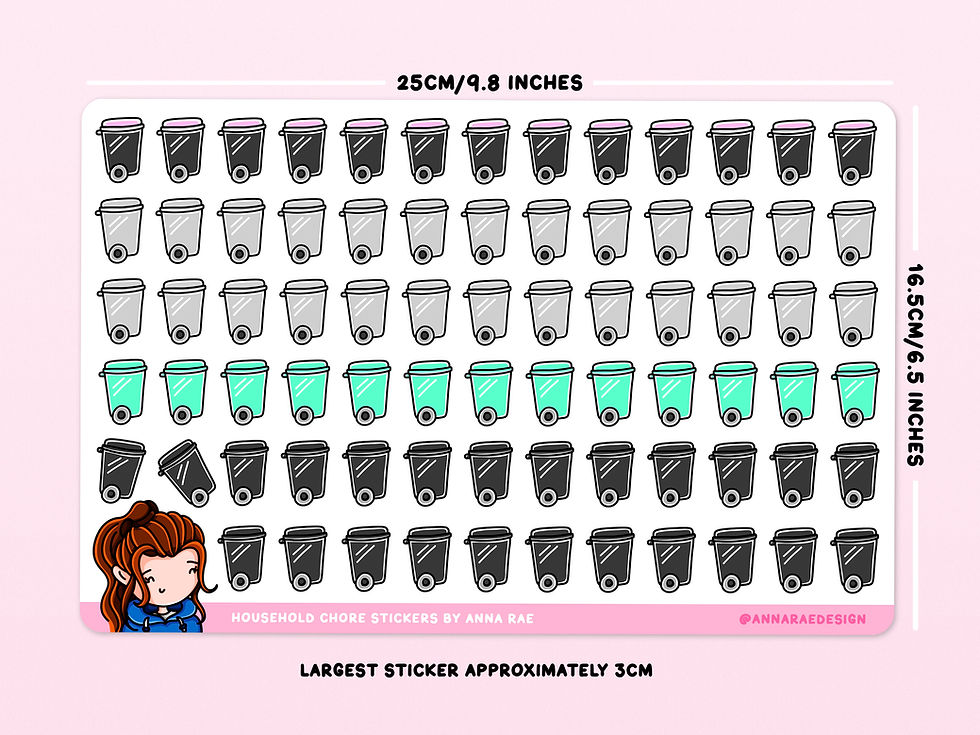 Thumbnail: Pastel Wheelie Bin Planner Stickers