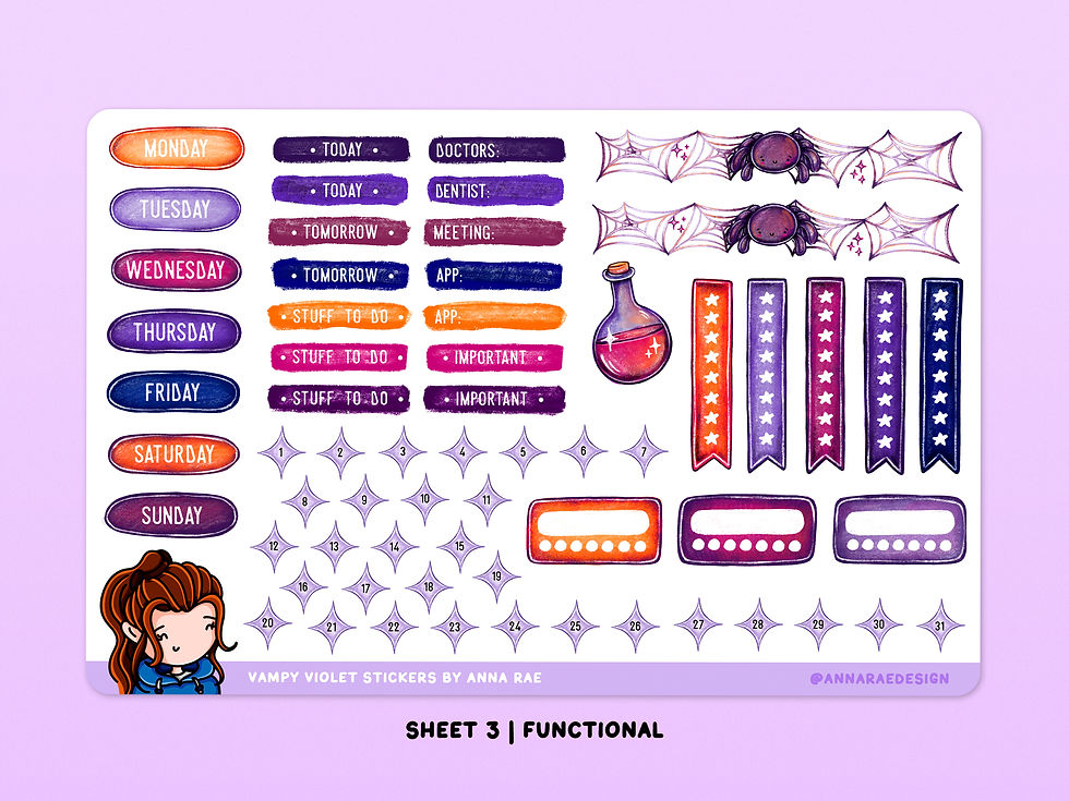 Thumbnail: Vampy Violet Functional Planner Stickers