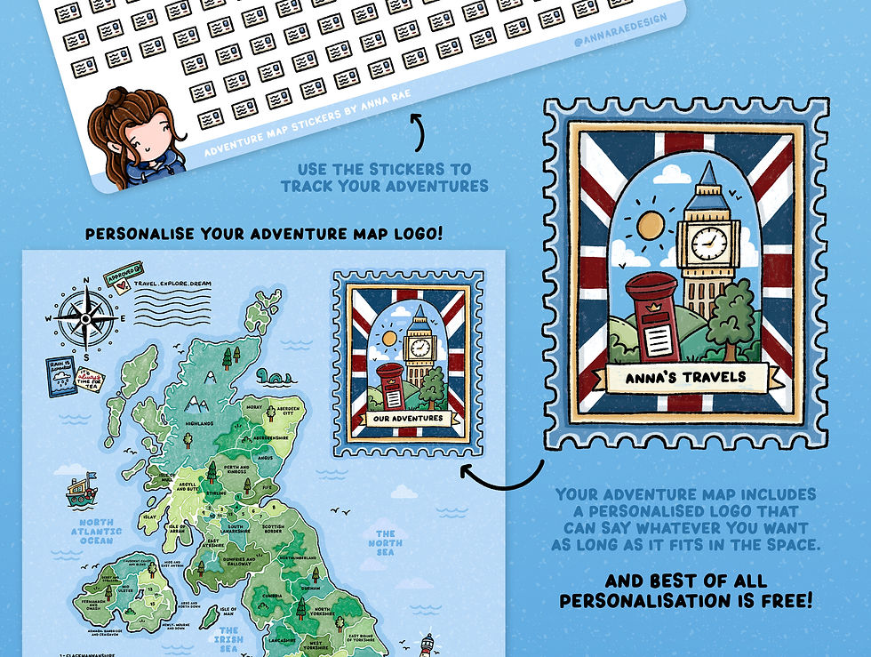 Thumbnail: Personalised British Adventure Travel Sticker Map