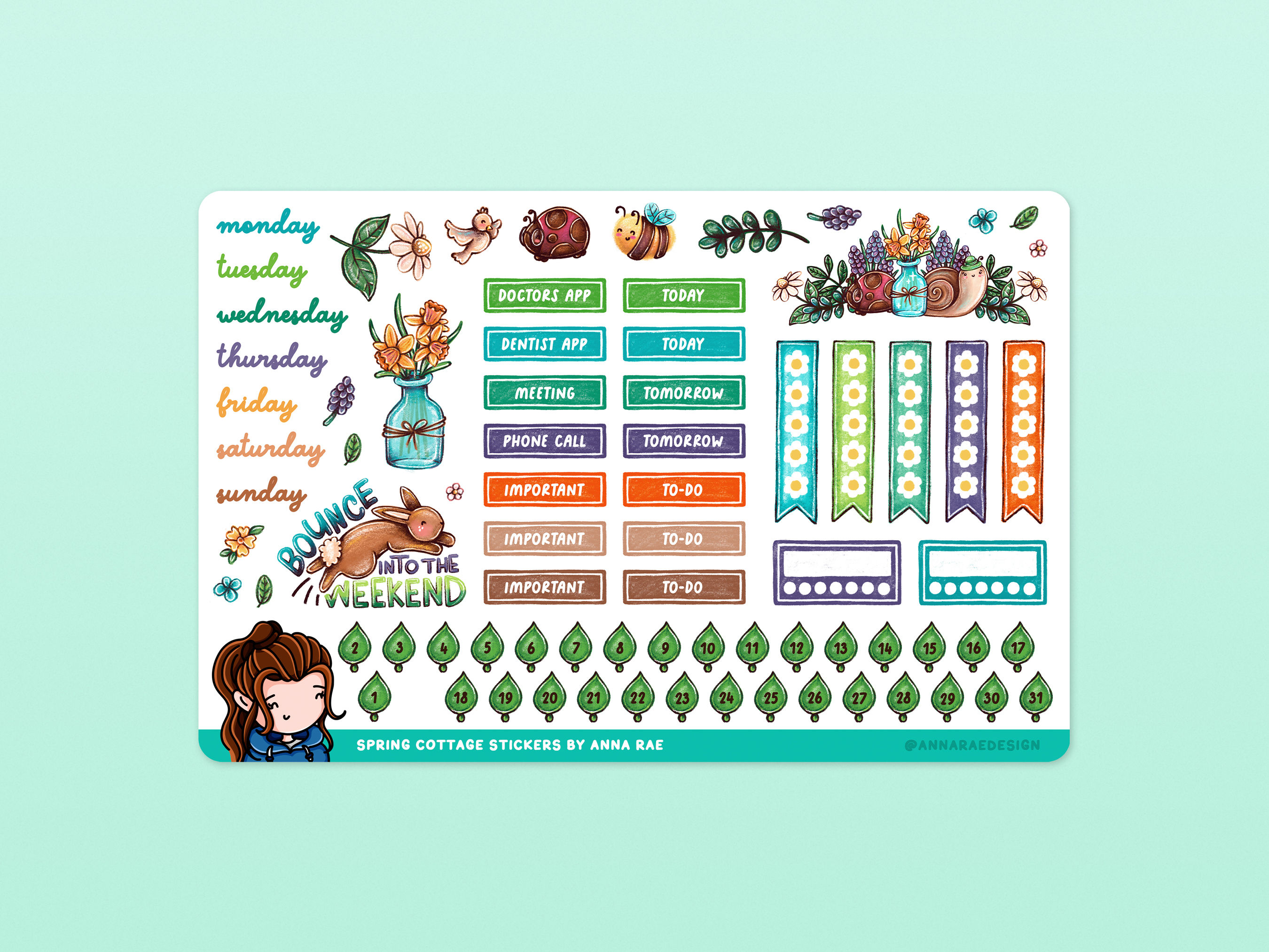 Spring Cottage Functional Planner Stickers