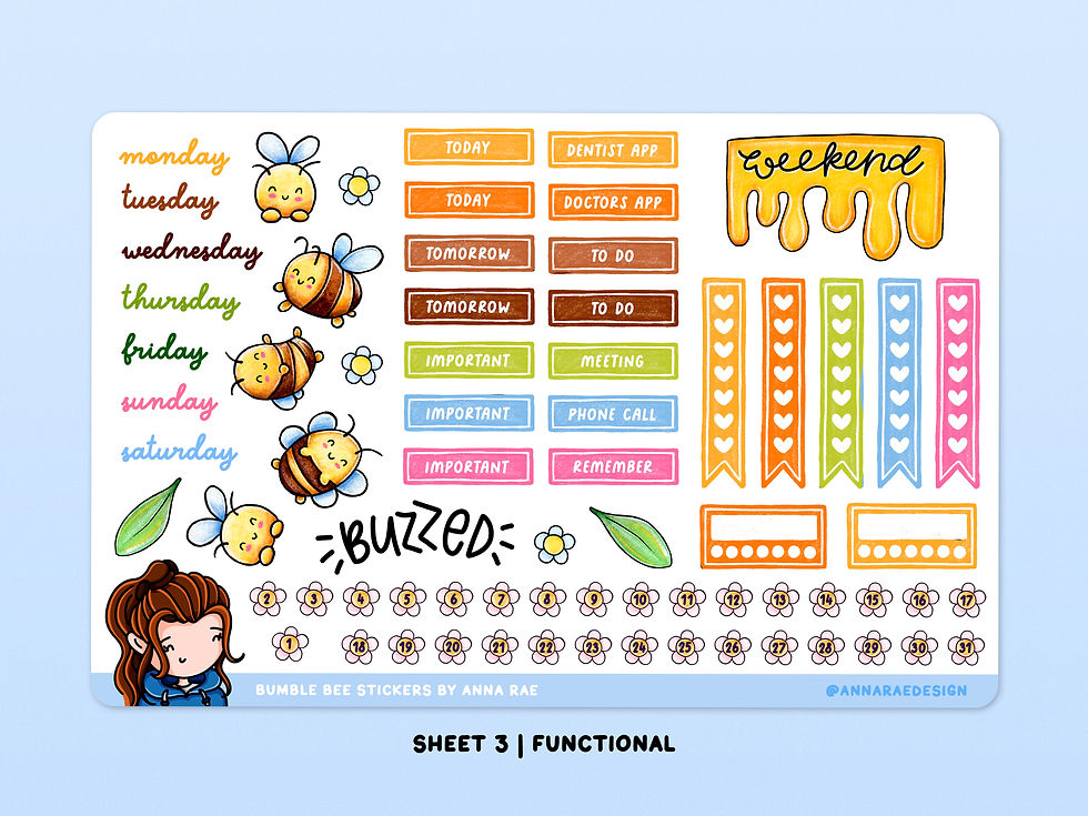 Thumbnail: Bumble Bee Functional Planner Stickers