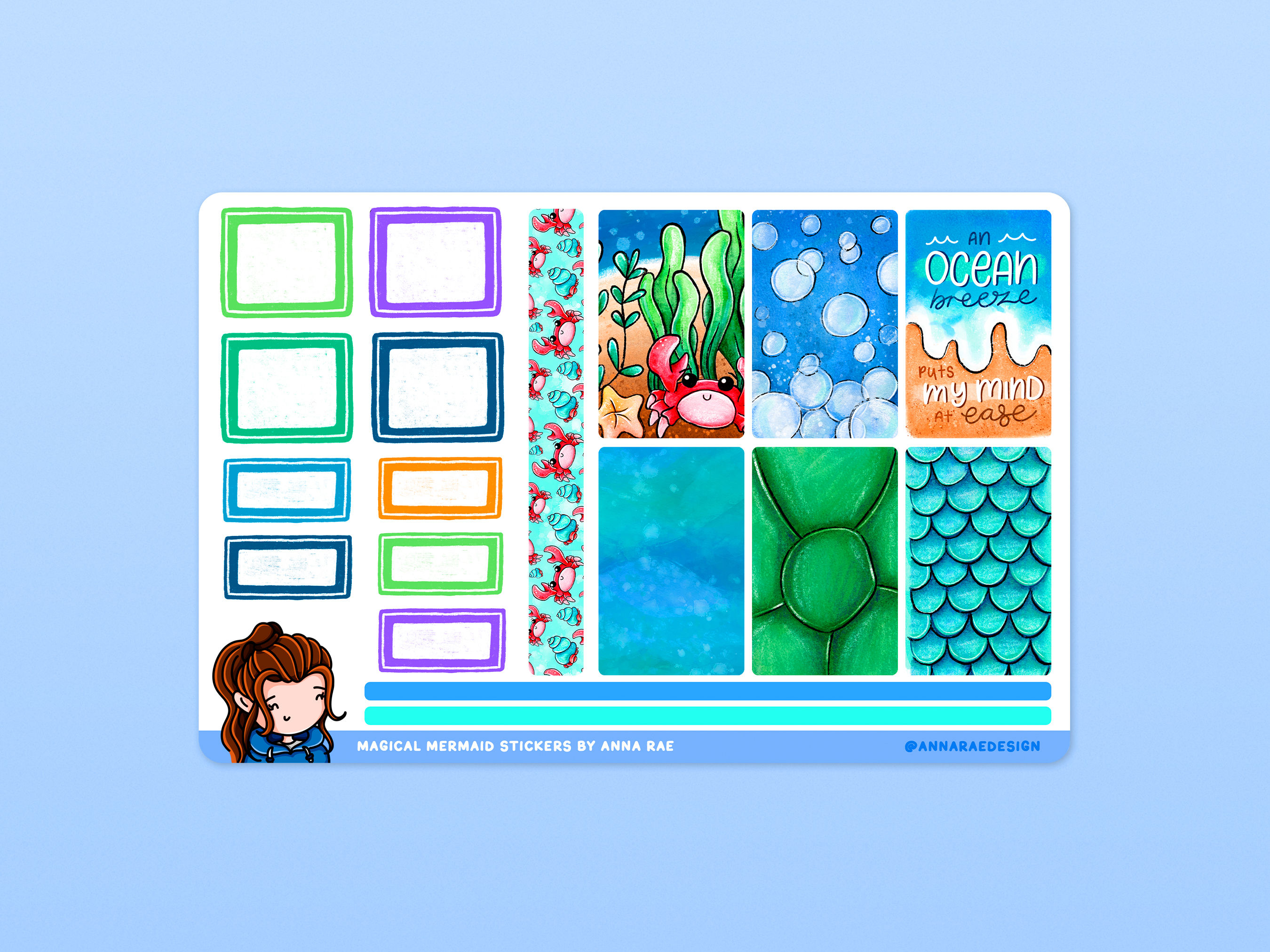 Magical Watercolour Mermaids Boxes Planner Stickers