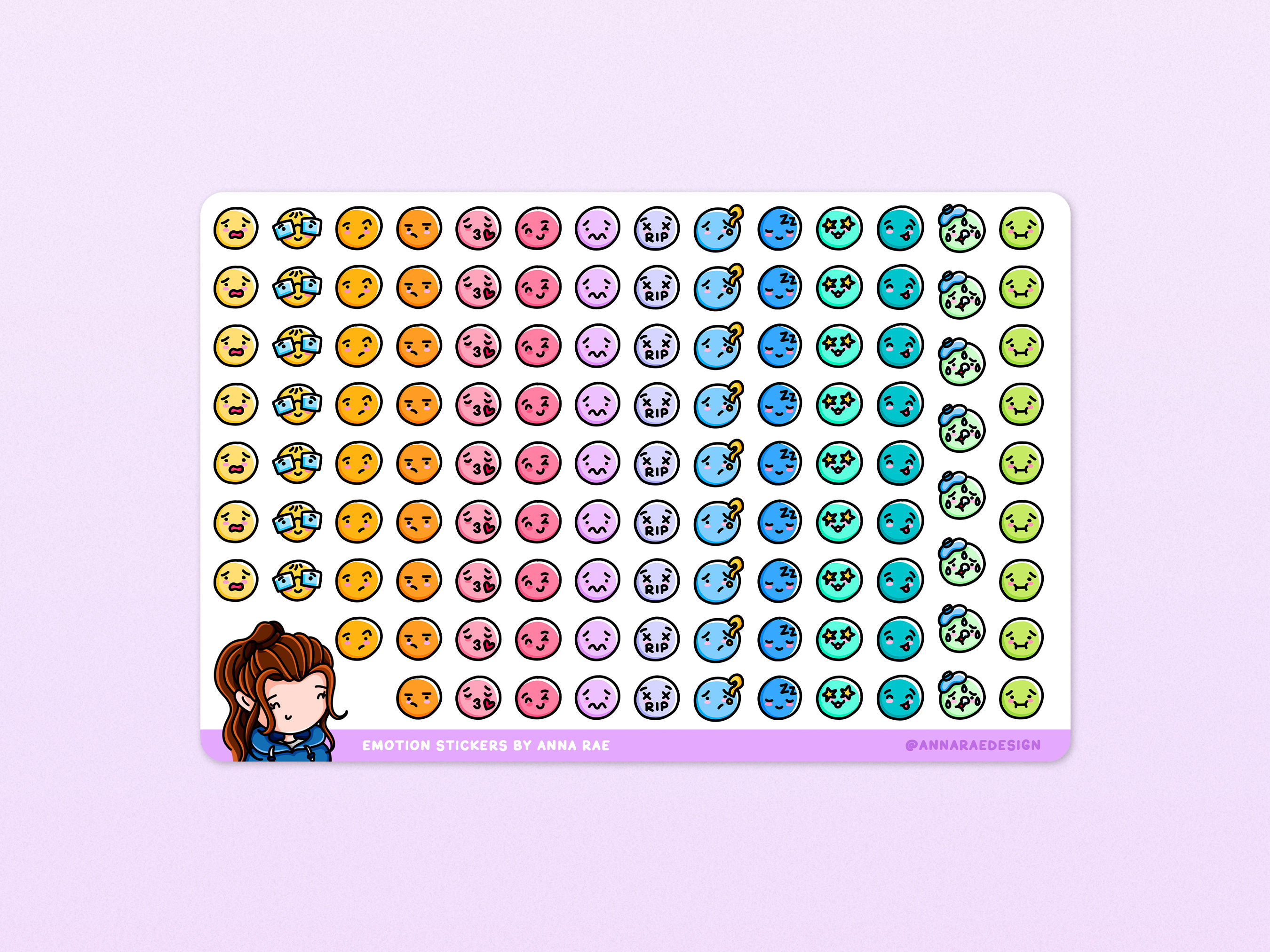Various Emoji Mood Tracker Planner Stickers
