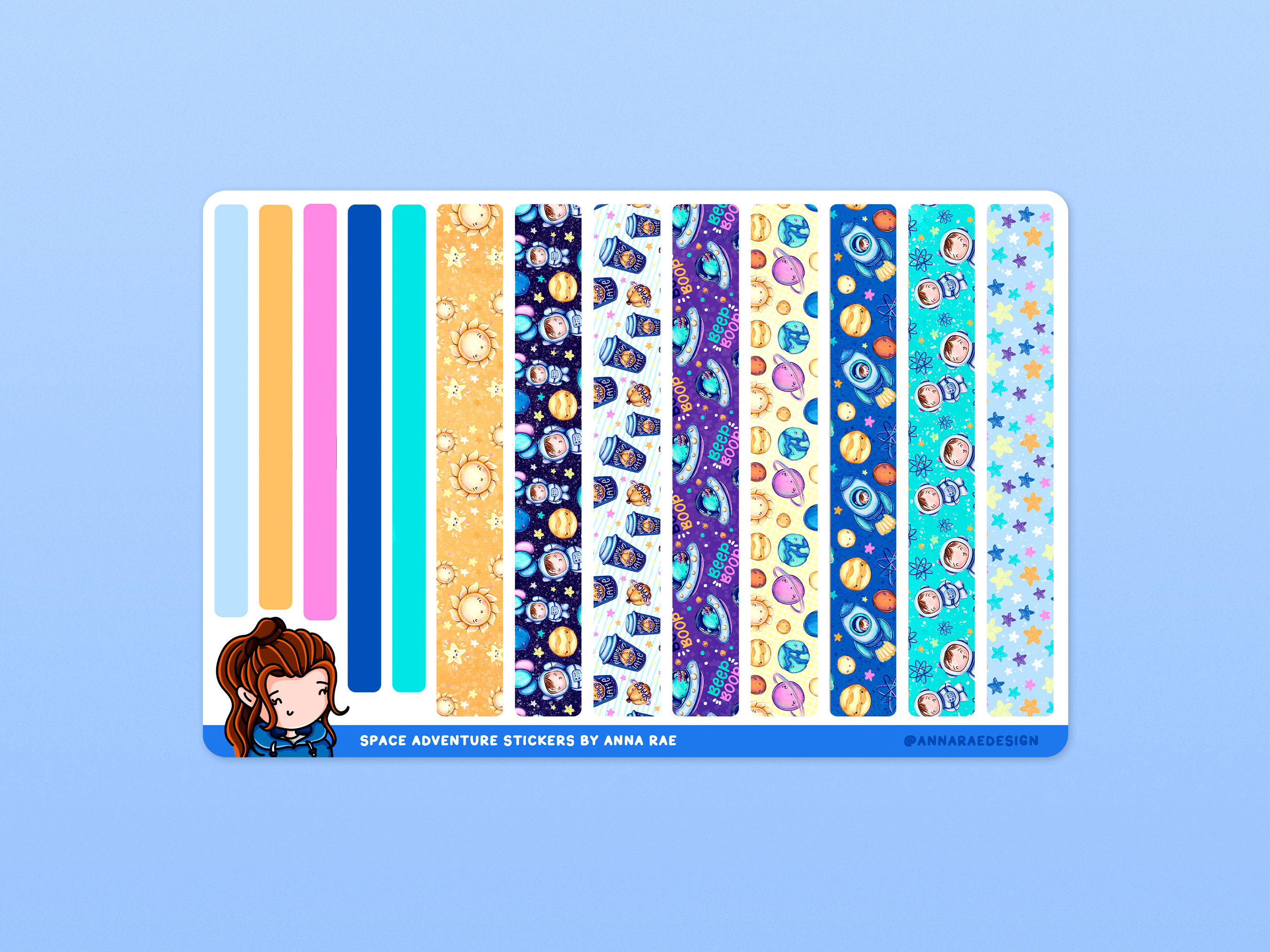 Space Adventures Washi Strip Planner Stickers