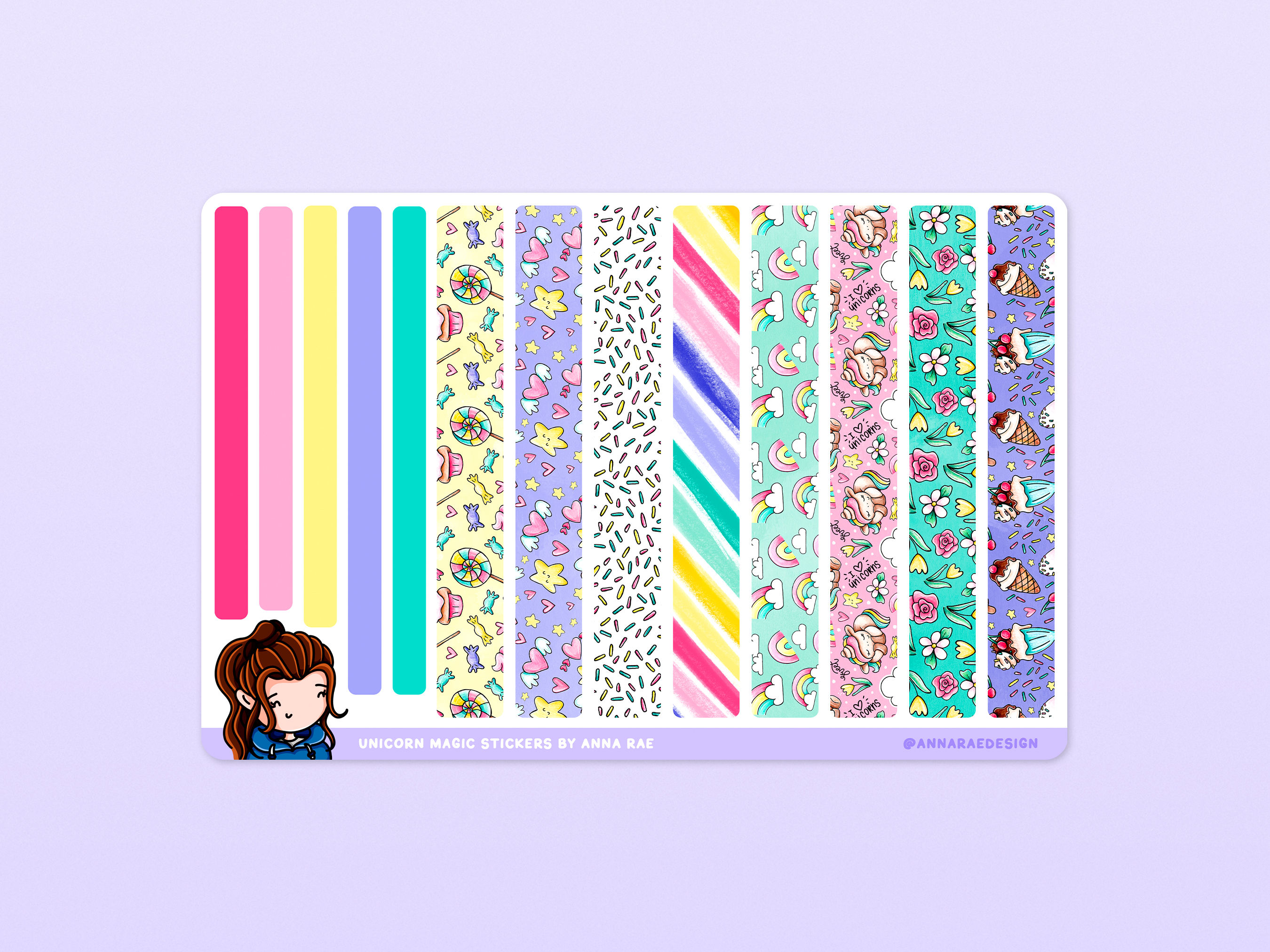 Unicorn Magic Washi Strip Planner Stickers