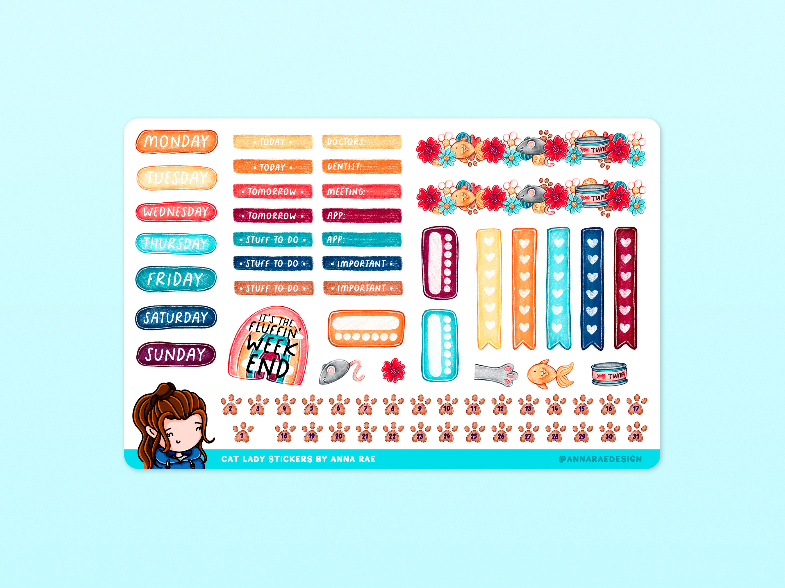 Cat Lover Functional Planner Stickers