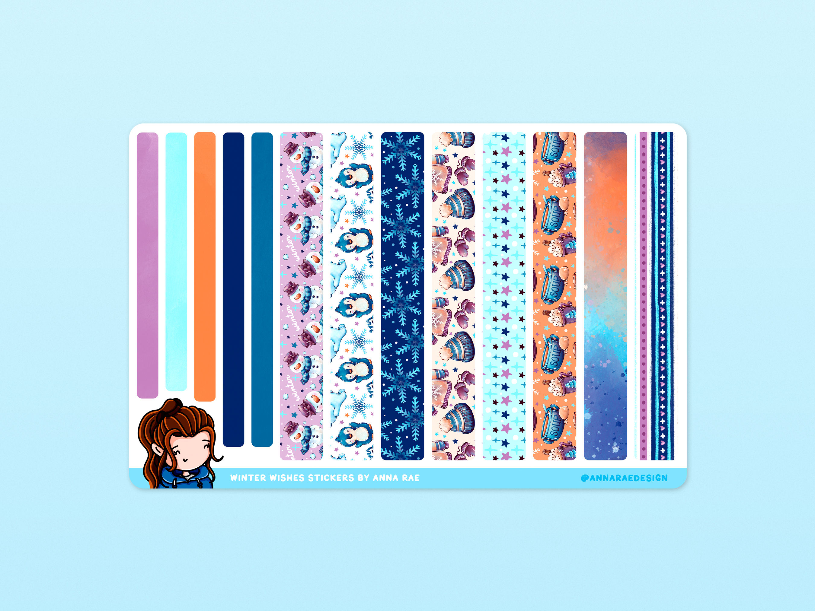 Winter Wishes Washi Strip Planner Stickers