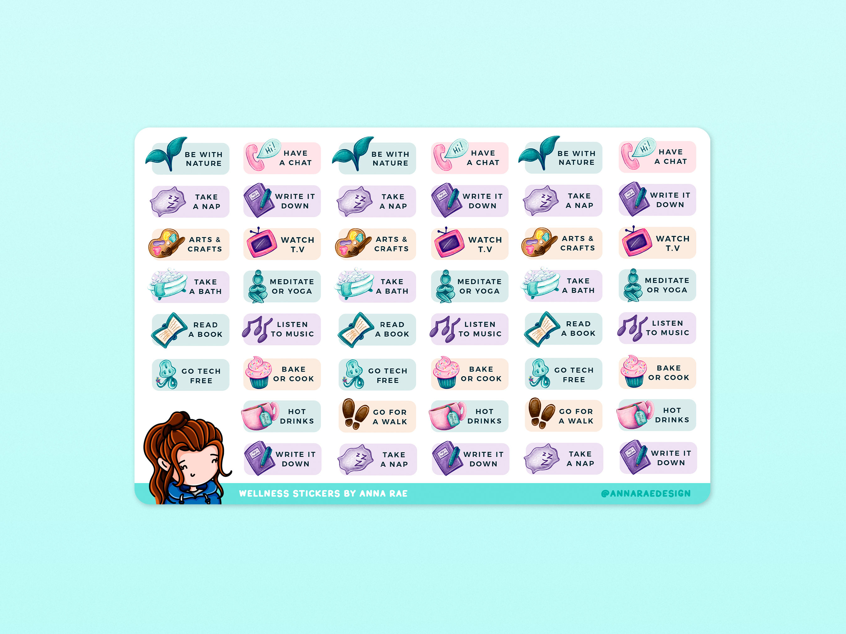 Wellness Self-Care Planner Stickers