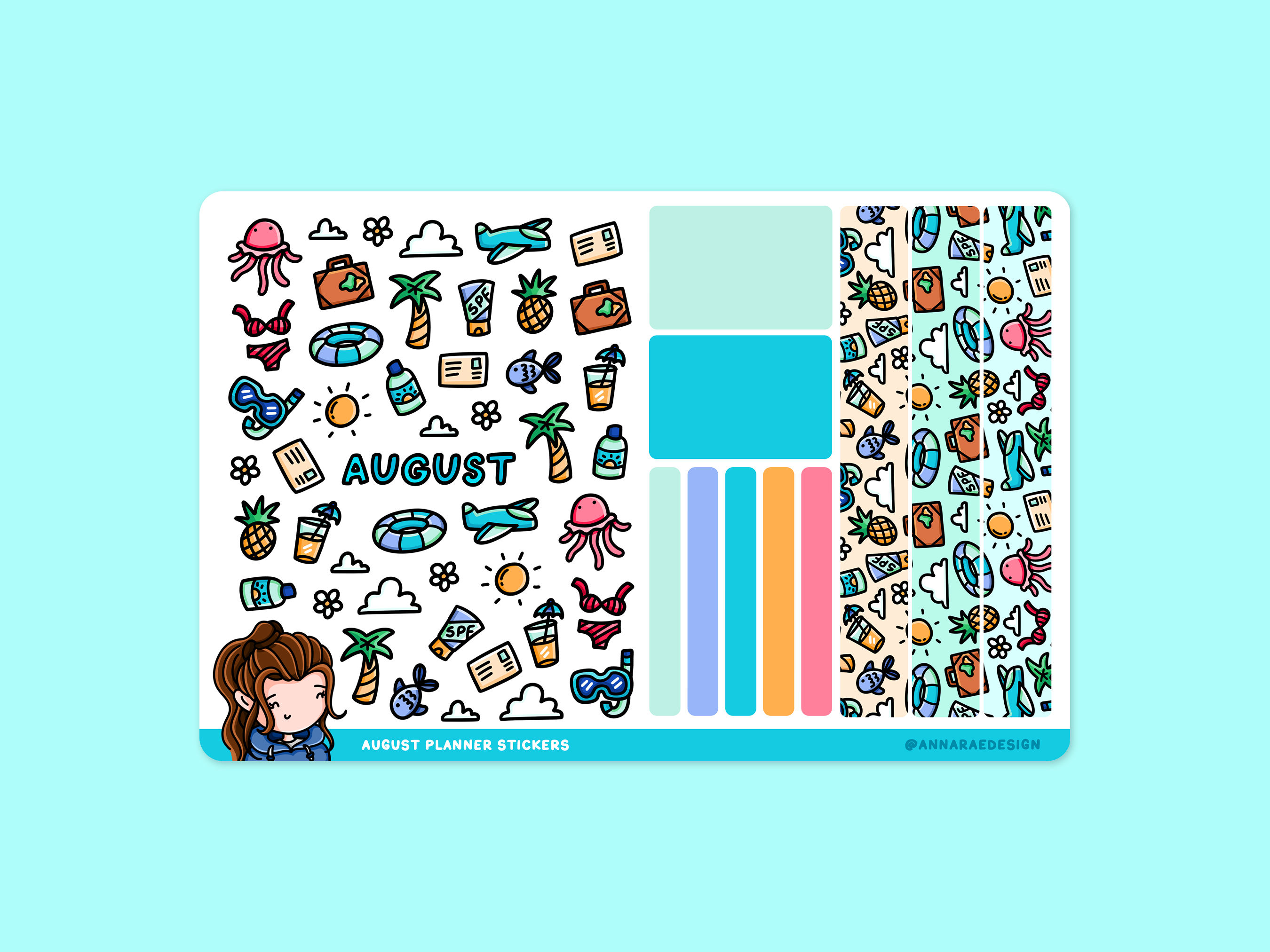 August Planner and Calendar Stickers