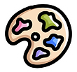 hand-drawn doodle of a paint palette
