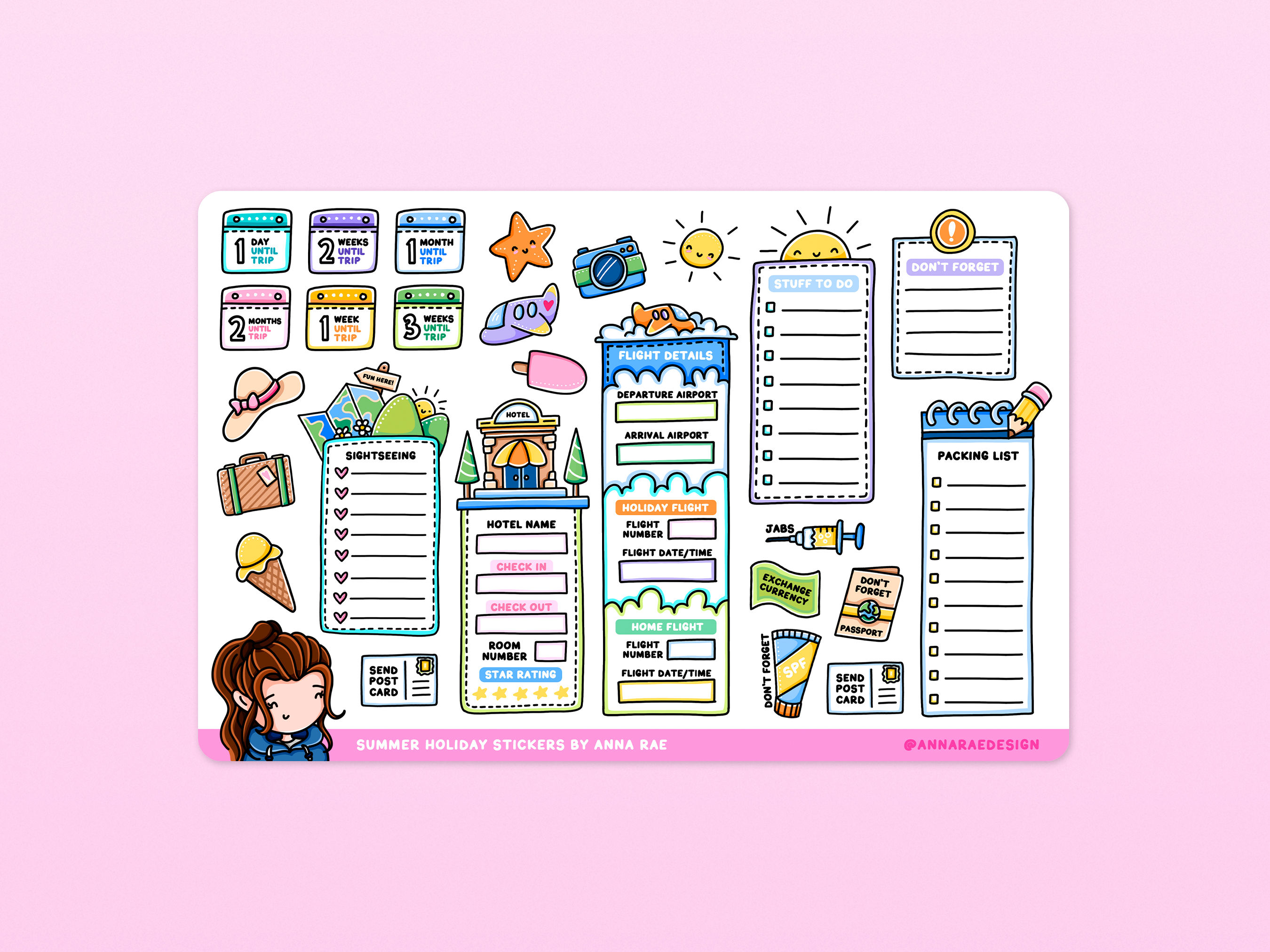 Summer Holiday Travel Planner Stickers