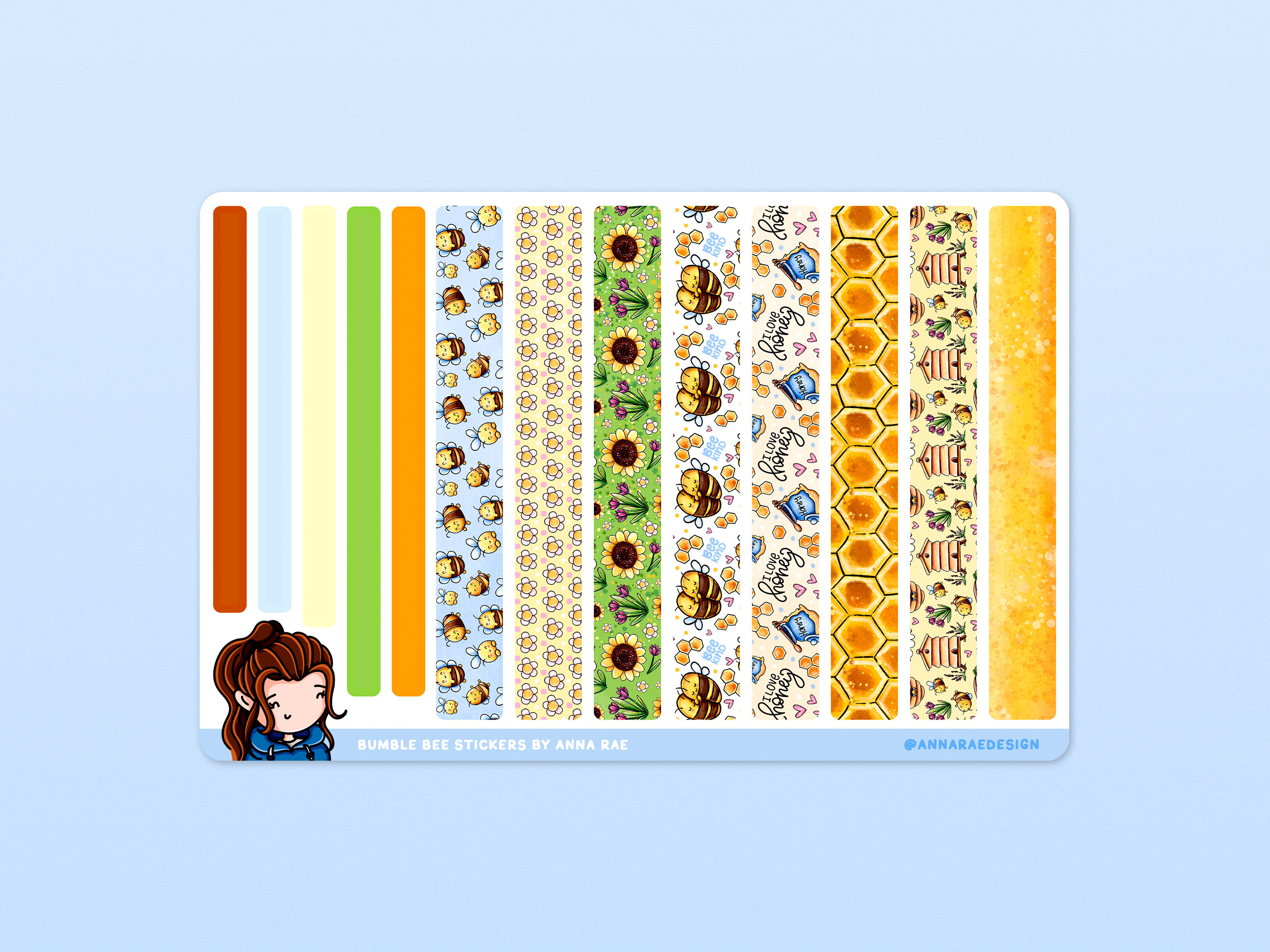 Bumble Bee Washi Strip Planner Stickers