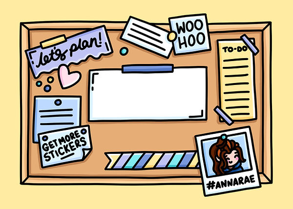 hand-drawn doodle of a noticeboard