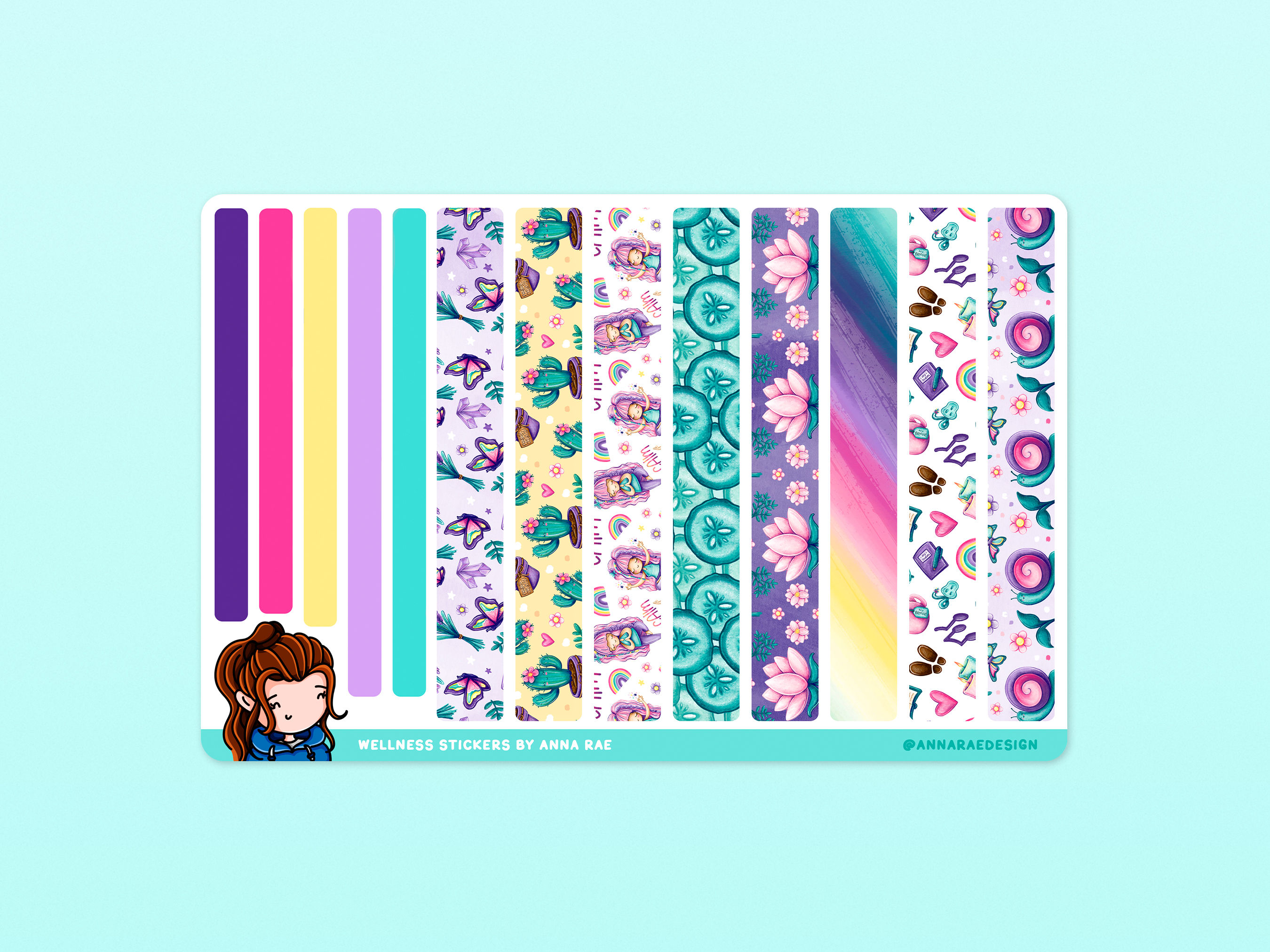 Wellness Washi Strips Planner Stickers