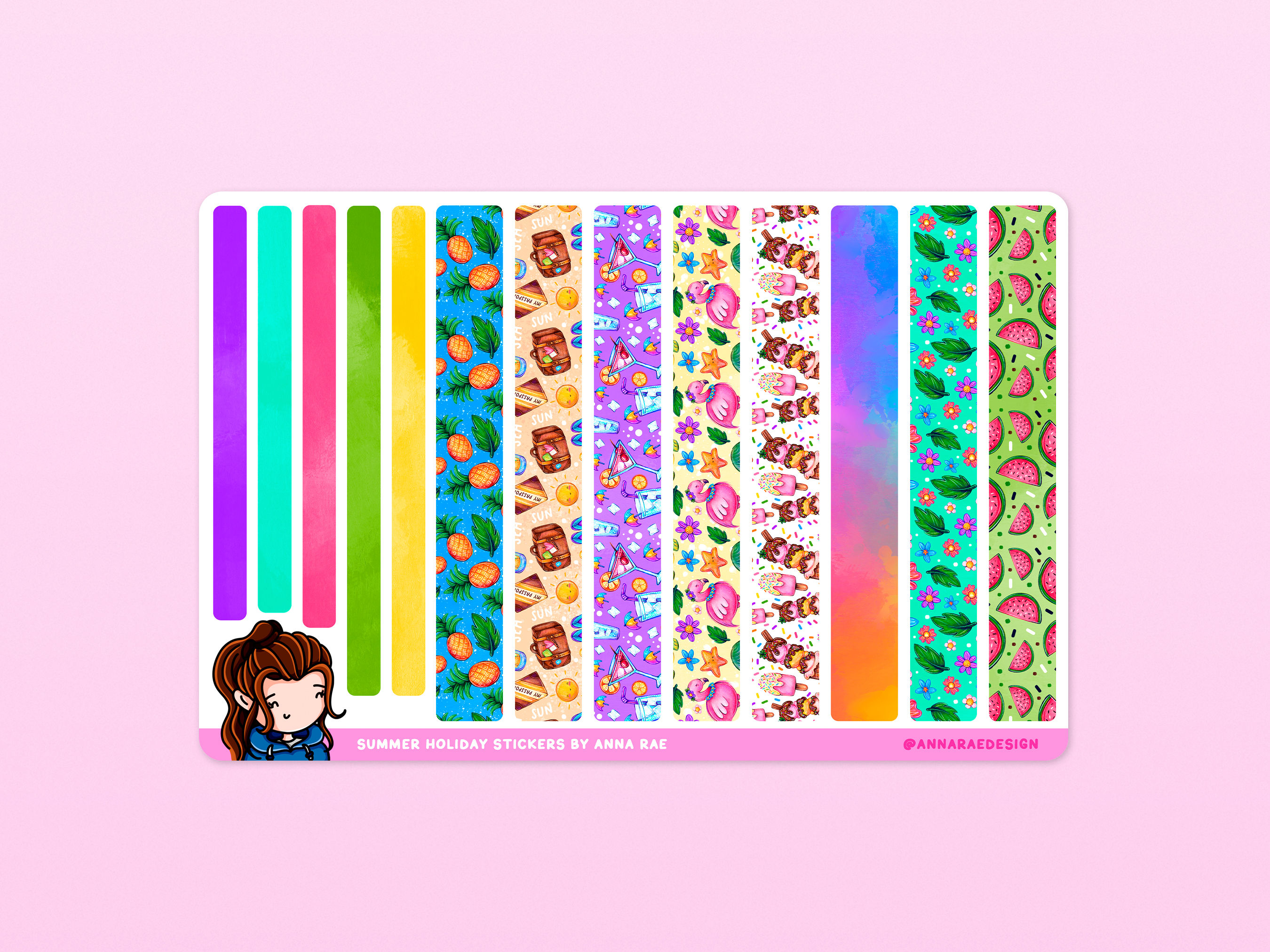 Summer Holiday Washi Strip Planner Stickers