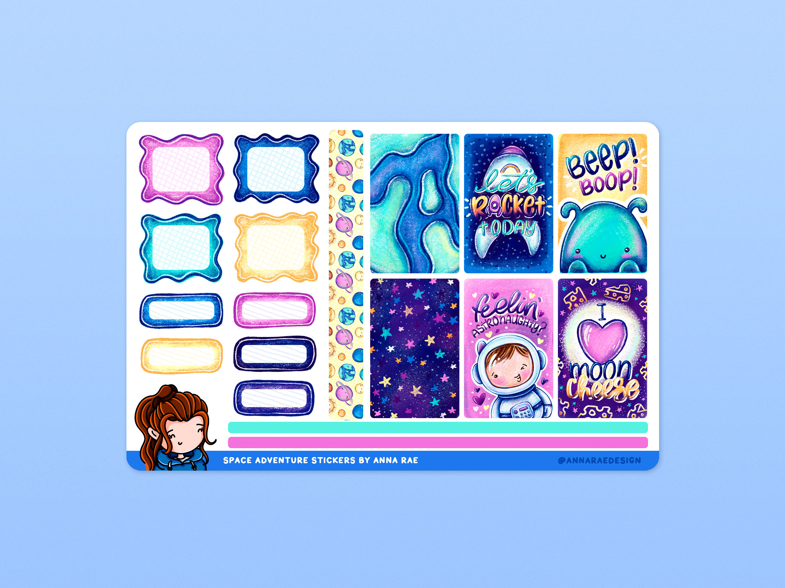 Space Adventures Boxes Planner Stickers