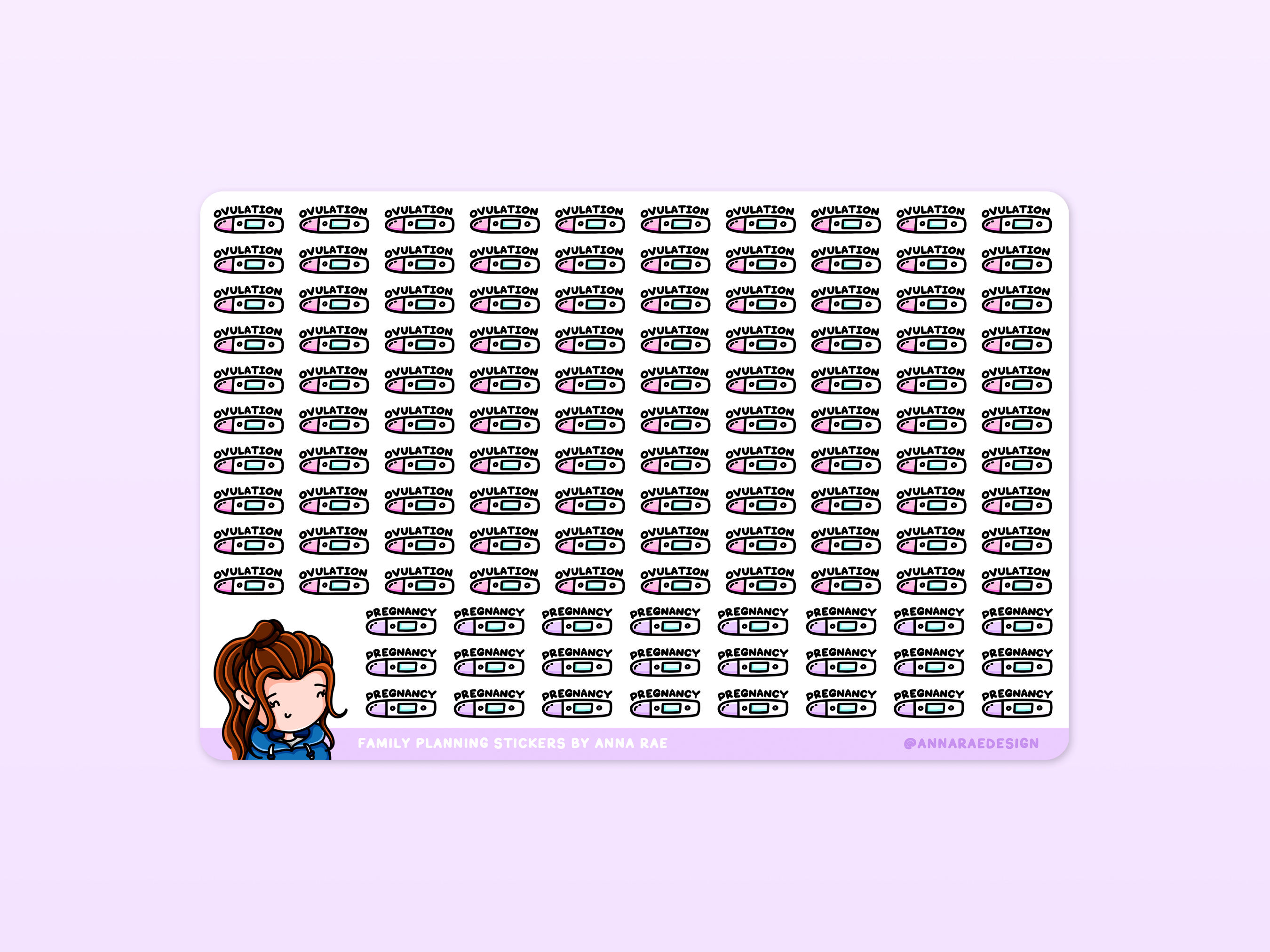 Ovulation and Pregnancy Test Tracker Planner Stickers